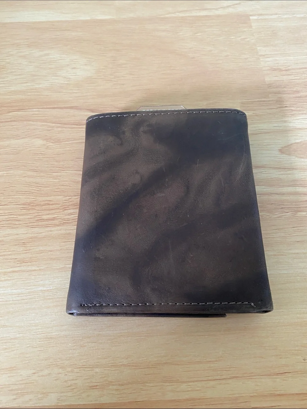 Brown Leather Men's Trifold Wallet New